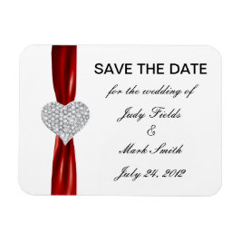 Diamond Heart Red Wedding speichern das Date Magne Magnet