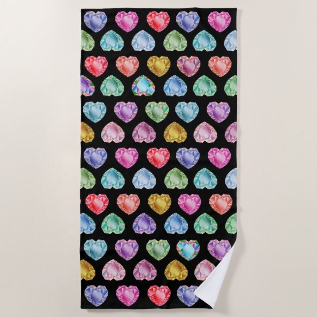 Diamond Heart Watercolor Muster Niedliche Pastel G Strandtuch (Vorderseite)