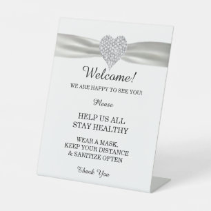 Diamond Heart White Ribbon Hochzeitssicherheit Sockelschild