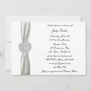 Diamond Heart White Wedding Brautparty Einladung