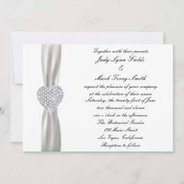 Diamond Heart White Wedding Einladung