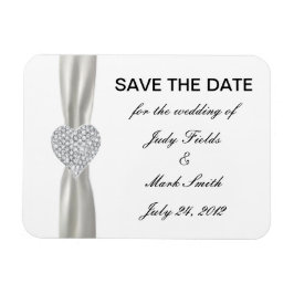 Diamond Heart White Wedding Save the Date Magnet
