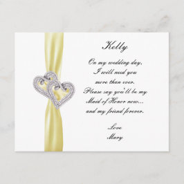 Diamond Heart Yellow Wedding Trauzeugin Card Einladung