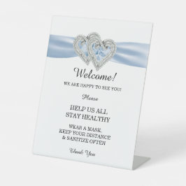 Diamond Hearts Blue Ribbon Wedding Safety Sockelschild
