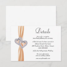 Diamond Hearts Orange Ribbon Wedding Details