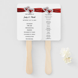 Diamond Hearts Red Wedding Program Fans Fächer