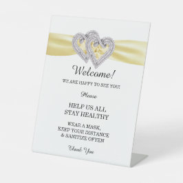 Diamond Hearts Yellow Ribbon Wedding Safety Sockelschild