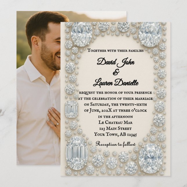 Diamond Heirloom Foto Hochzeitseinladung Einladung (Vorne/Hinten)