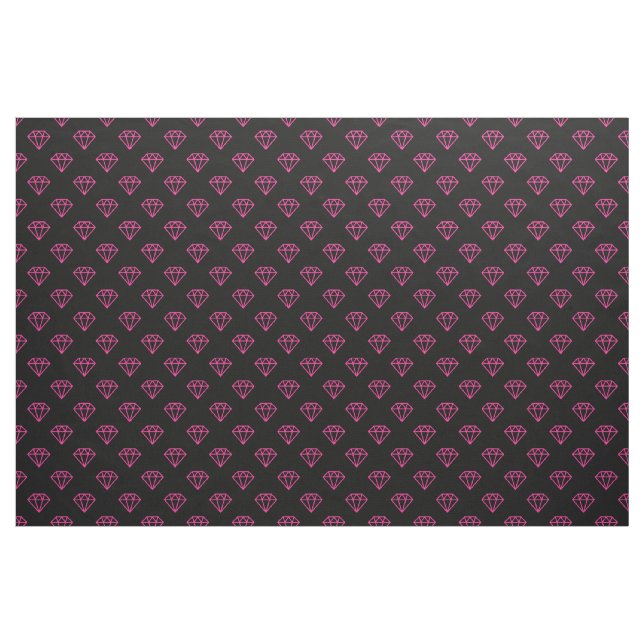 Diamond - Hot Pink auf Schwarz Stoff (Yard (91,4 cm))