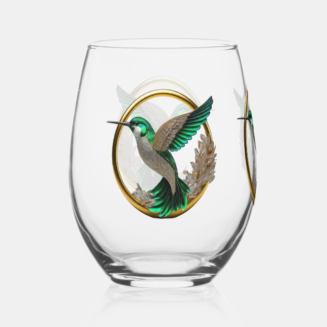 Diamond Hummingbird Weinglas Ohne Stiel (Vorderseite)