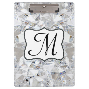 Diamond Ice Crystal Monogram Initial Clip Board Klemmbrett