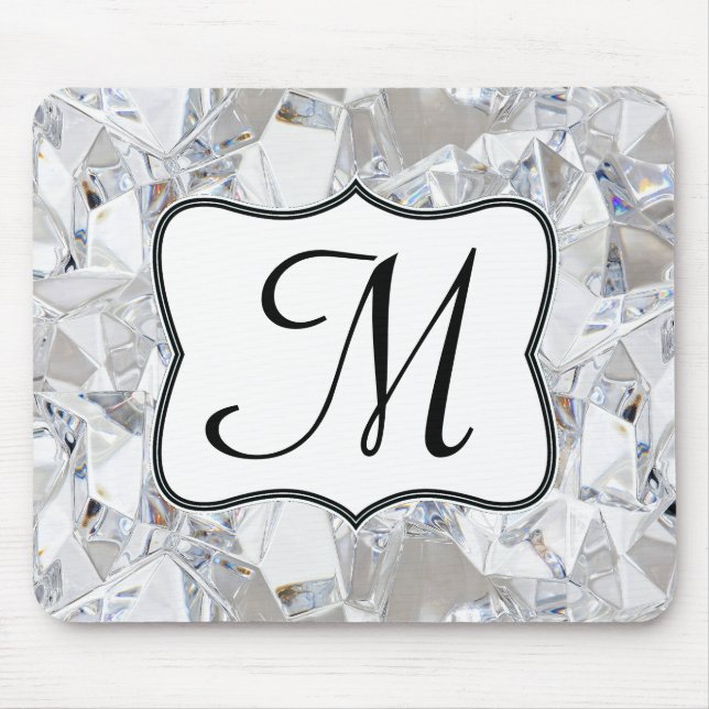 Diamond Ice Crystal Monogram Initial Mouse Pad Mousepad (Vorne)