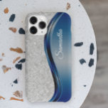 Diamond-Imitate Bling Navy Blue Monogram Name Case-Mate iPhone Hülle<br><div class="desc">Jeder Glitzer oder Diamanten im Design sind Fotos und simuliert. Dieses Design kann in dem Bereich personalisiert werden, der durch das Ändern des Fotos und/oder Textes zur Verfügung gestellt wird. Sie können auch angepasst werden, indem Sie auf Vorlage personalisieren klicken und dann auf die Schaltfläche klicken, um weitere Optionen anzupassen,...</div>