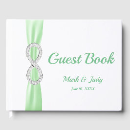 Diamond Infinity Green Ribbon Wedding Guestbook Gästebuch