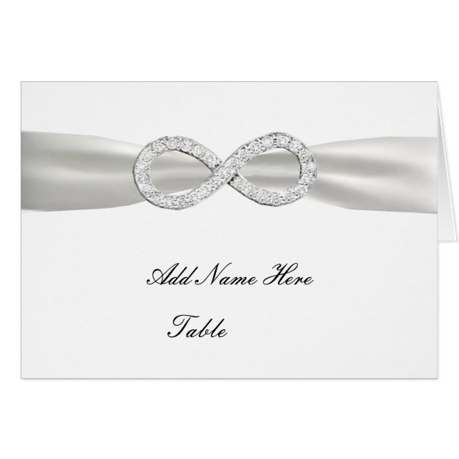 Diamond Infinity Mariage blanc Table Place Card (Devant Horizontal)