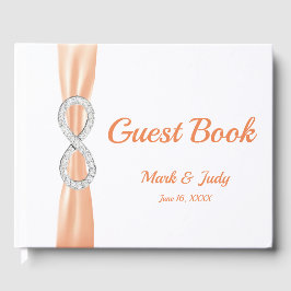 Diamond Infinity Orange Ribbon Wedding Guestbook Gästebuch