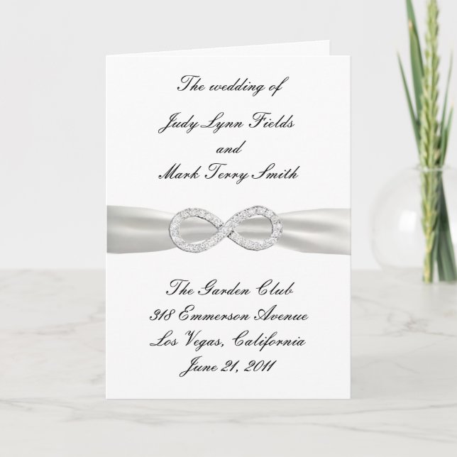 Diamond Infinity White Wedding Program Card Programm (Vorderseite)