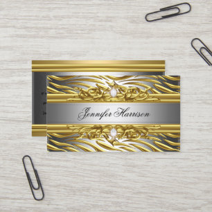 Diamond Jewel Zebra Gold auf Gold Silber Elegant Visitenkarte