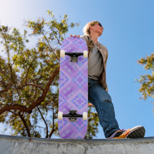 Diamond Karo Patchwork - Lilac Blue 1 Skateboard