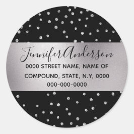 Diamond Konfetti Shimmer schwarz silber DIY Runder Aufkleber
