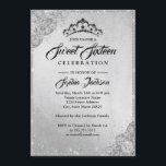 Diamond Lace Sparkle Silver 16 . Geburtstag Einladung<br><div class="desc">Mehr Elegante 16 . Geburtstag Einladungen im Kleinen Bayleigh Store</div>