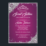 Diamond Lace Sparkle Tiara Pink Silver Sweet 16 Einladung<br><div class="desc">Mehr Elegante 16 . Geburtstag Einladungen im Kleinen Bayleigh Store</div>