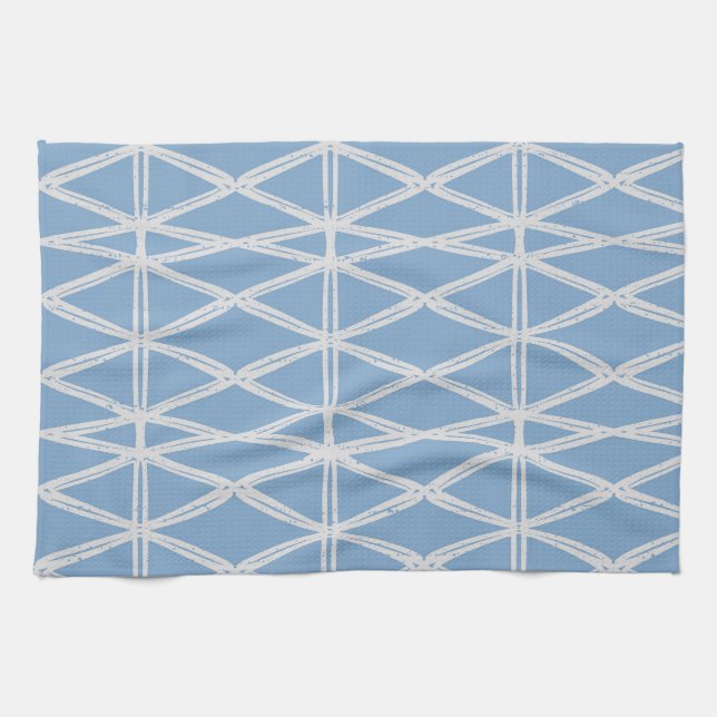 Diamond Lattice contemporary modern triangle blue Geschirrtuch (Horizontal)