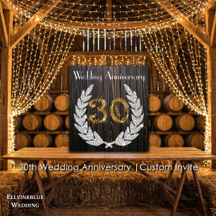Diamond Laurel & Gold 30. Wedding Anniversary Inv Einladung