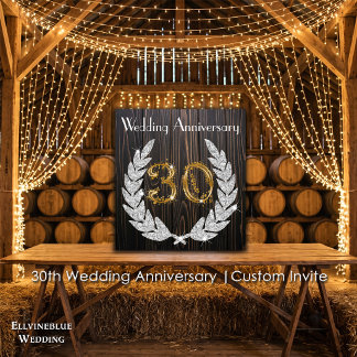 Diamond Laurel & Gold 30. Wedding Anniversary Inv Einladung