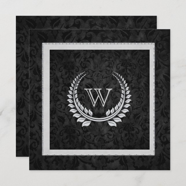 Diamond Laurel Leaf mit Monogram Einladung (Vorne/Hinten)