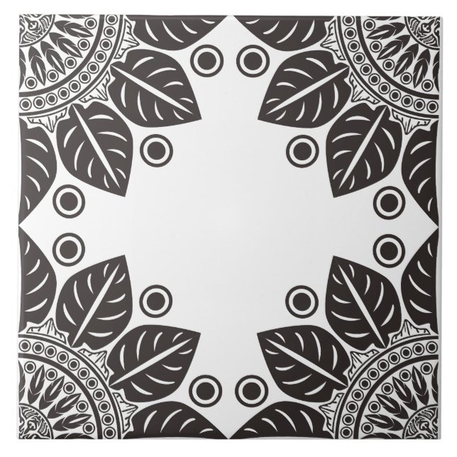 Diamond Leaf Mandala Keramik Tile Fliese (Vorderseite)