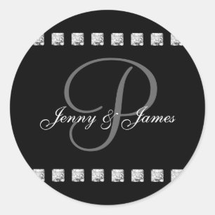 Diamond Letter P-Namen für Hochzeitskleber Runder Aufkleber
