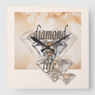 Diamond Life Quadratische Wanduhr