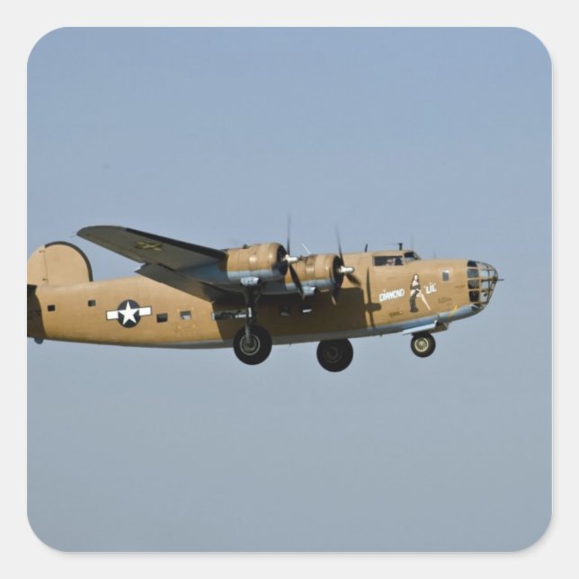 Diamond Lil B-24 Bomber, Landung in Oshkosh, Quadratischer Aufkleber (Vorderseite)