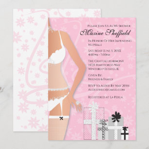 Diamond Lingerie Brautparty Rosa und Weiß Einladung