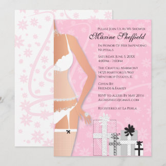 Diamond Lingerie Brautparty Rosa und Weiß Einladung