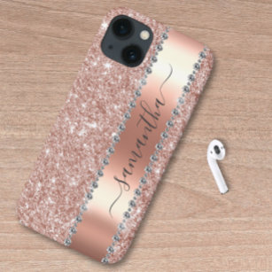 Diamond Look Glitzer Kalligraphie Name Rose Gold Case-Mate iPhone 14 Pro Hülle