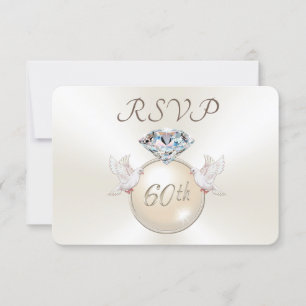 Diamond Love Birds RSVP-Karten zum 60-jährigen Jub RSVP Karte