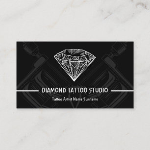 Diamond Minimal Modernes Black Tattoo Studio Visitenkarte
