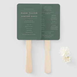 Diamond Monogram Floral Evergreen Wedding Program Fächer