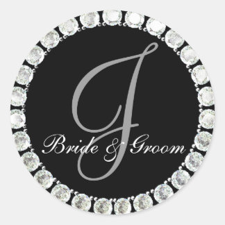 Diamond Monogram J anpassbares Siegel Runder Aufkleber