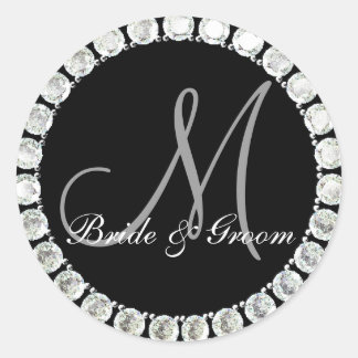 Diamond Monogram M anpassbares Siegel Runder Aufkleber