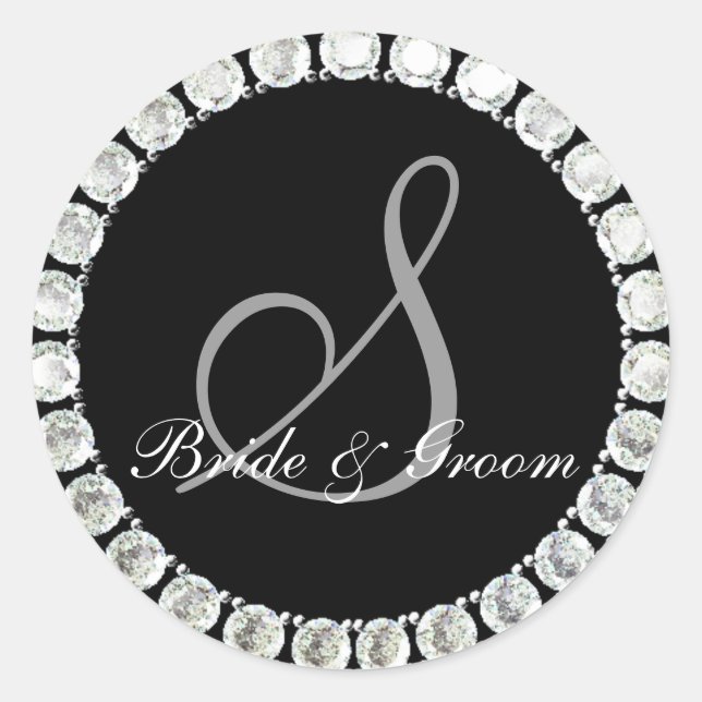 Diamond Monogram S anpassbares Siegel Runder Aufkleber (Vorderseite)