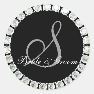 Diamond Monogram S anpassbares Siegel Runder Aufkleber