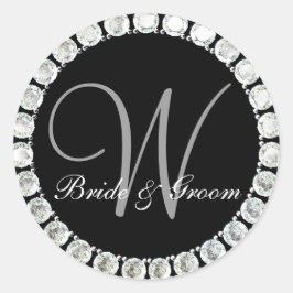 Diamond monogram W customizable Runder Aufkleber