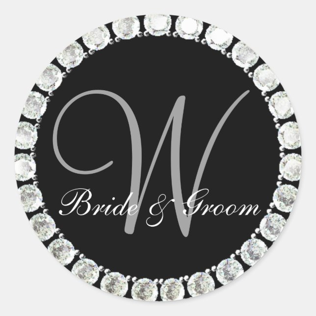 Diamond monogram W customizable Runder Aufkleber (Vorderseite)