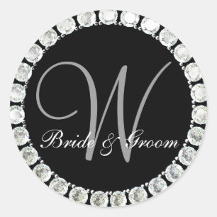 Diamond monogram W customizable Runder Aufkleber