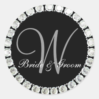 Diamond monogram W customizable Runder Aufkleber
