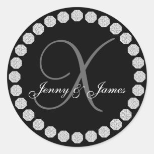 Diamond Monogram X Names Gastgeschenk Hochzeit Lab Runder Aufkleber