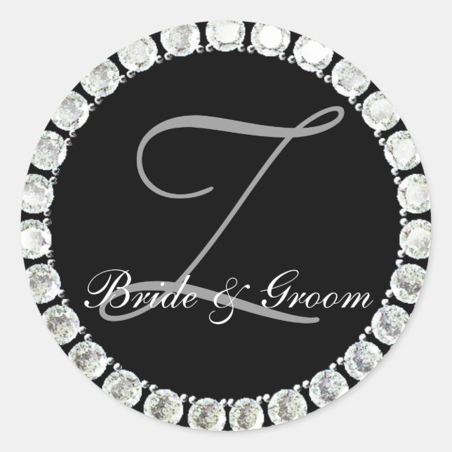 Diamond Monogram Z anpassbares Siegel Runder Aufkleber (Vorderseite)